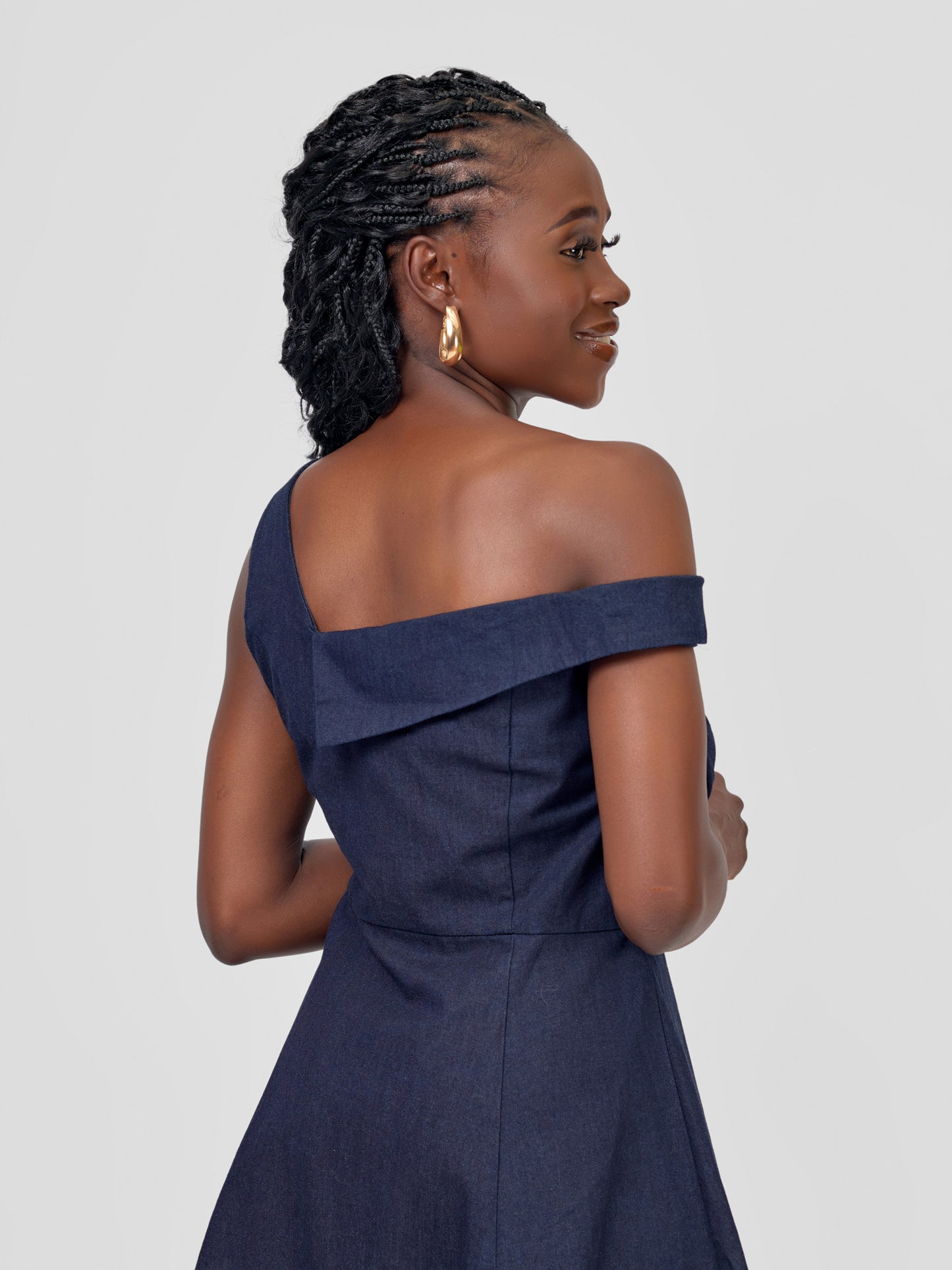 WEIGHTLESS DRAPE DENIM DRESS