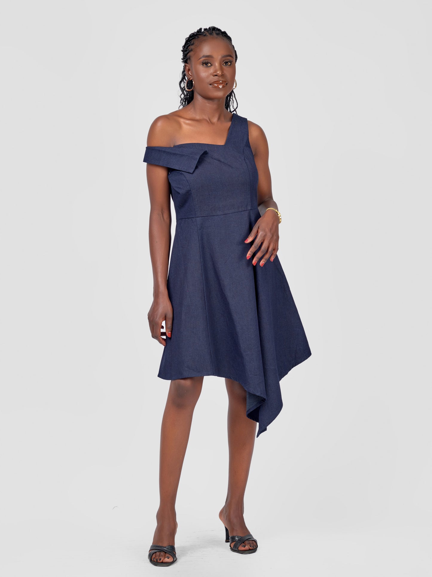 WEIGHTLESS DRAPE DENIM DRESS