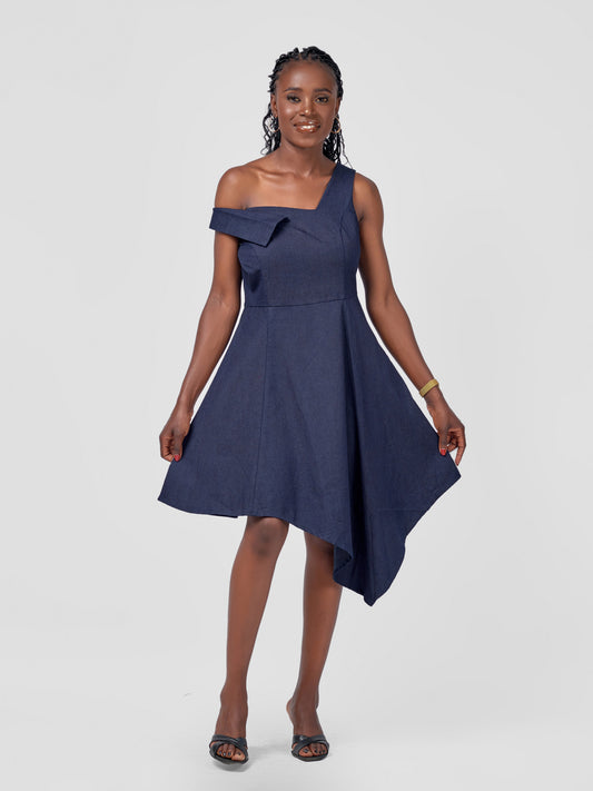 WEIGHTLESS DRAPE DENIM DRESS