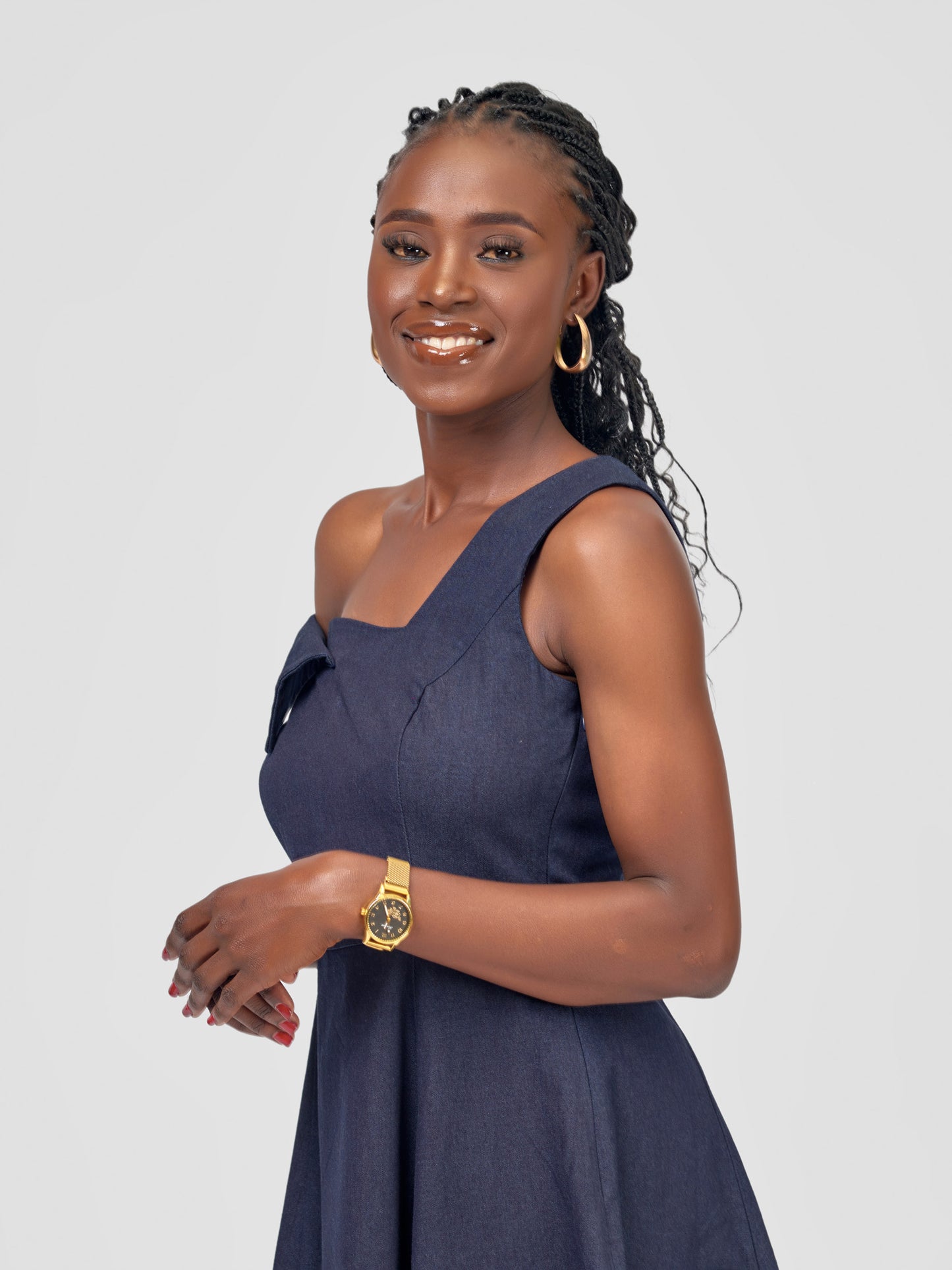 WEIGHTLESS DRAPE DENIM DRESS