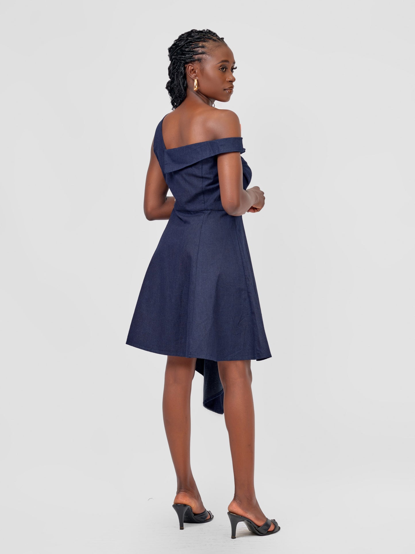 WEIGHTLESS DRAPE DENIM DRESS